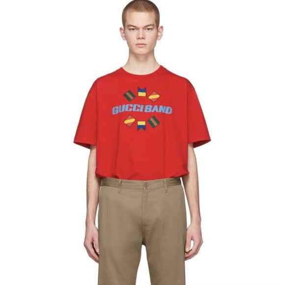 NWT Gucci Band T-shirt In Red Size M - Picture 2 of 16